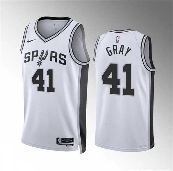Mens San Antonio Spurs #41 Raiquan Gray White Association Edition Stitched Basketball Jersey Dzhi->san antonio spurs->NBA Jersey